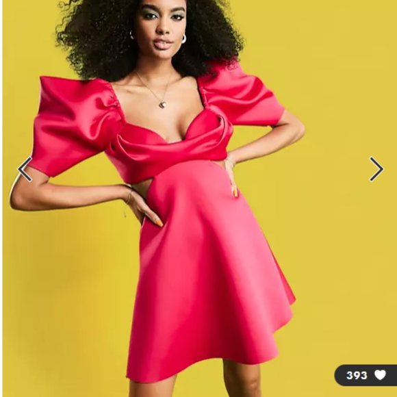 ASOS DESIGN Dresses & Skirts - ASOS DESIGN cupped cut out baby doll mini dress in hot pink